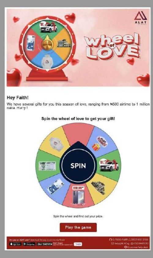 Wheel of Love — Valentine's gamified email